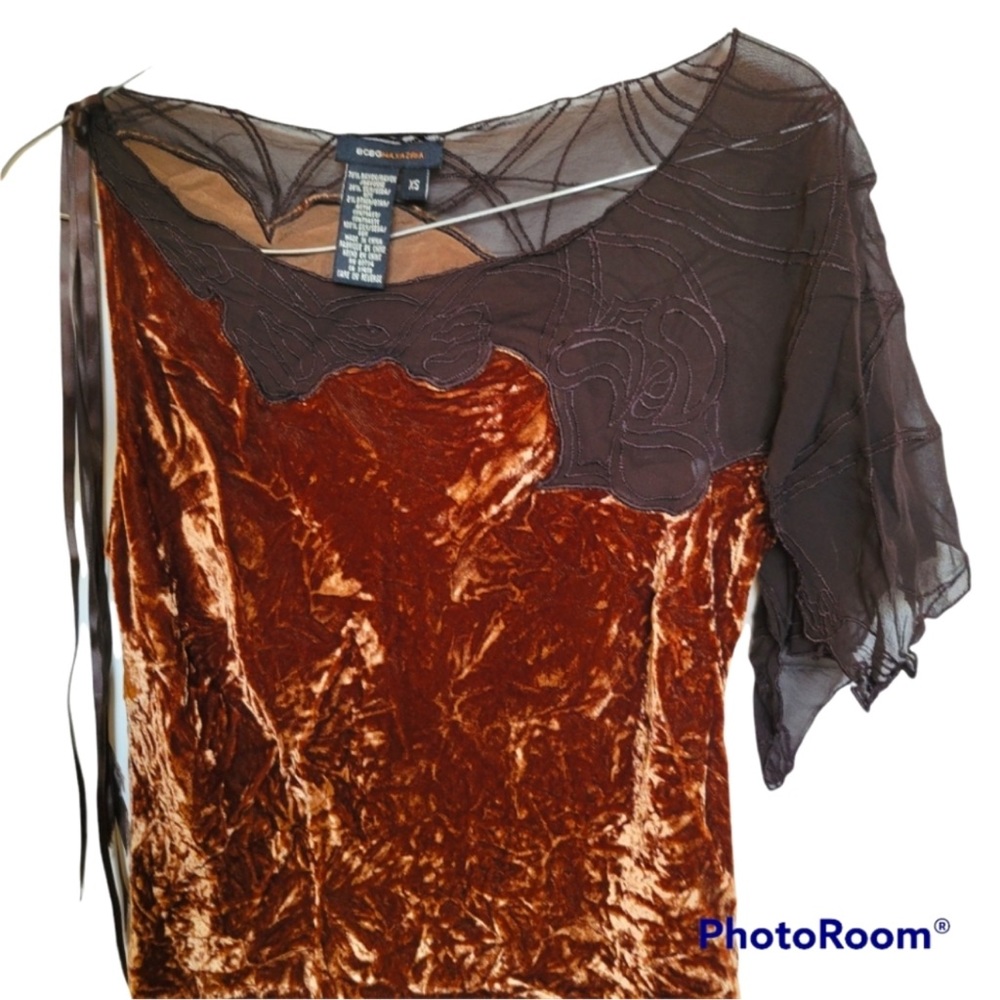 BCBG Max Azria Golden Crushed Velvet Top